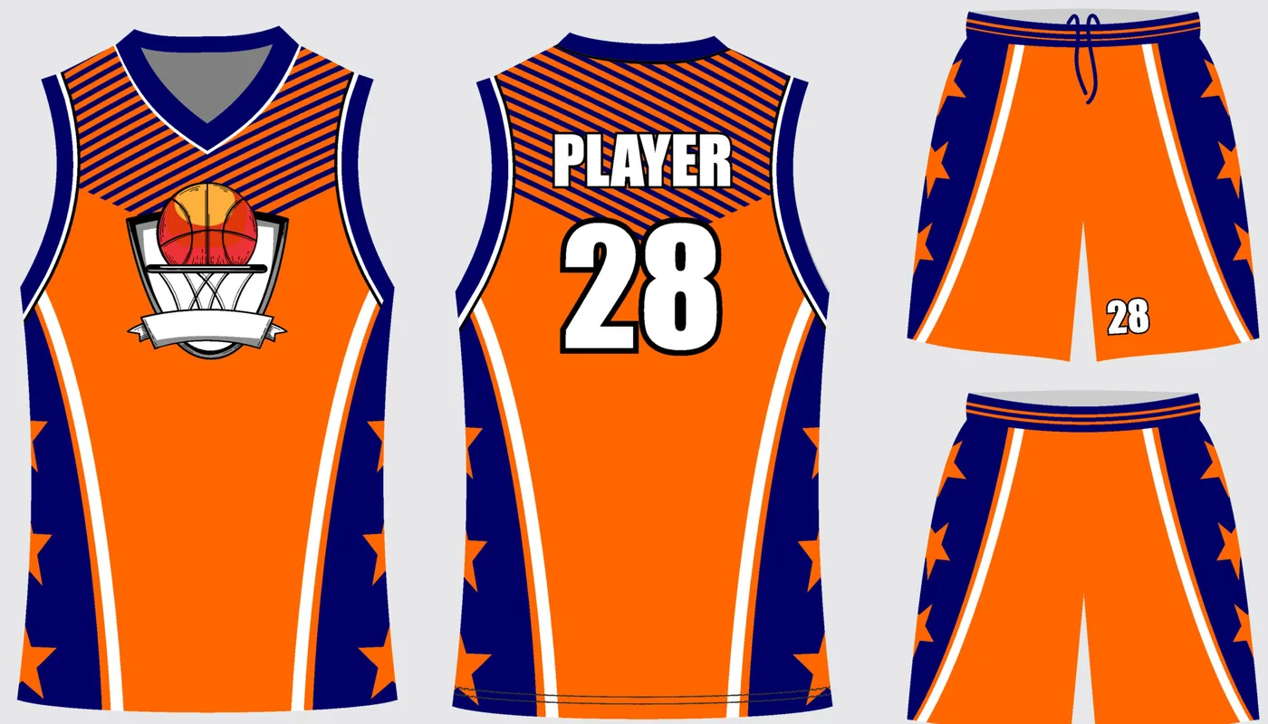 Real finished custom basketball jersey and shorts set, sublimated, front and back