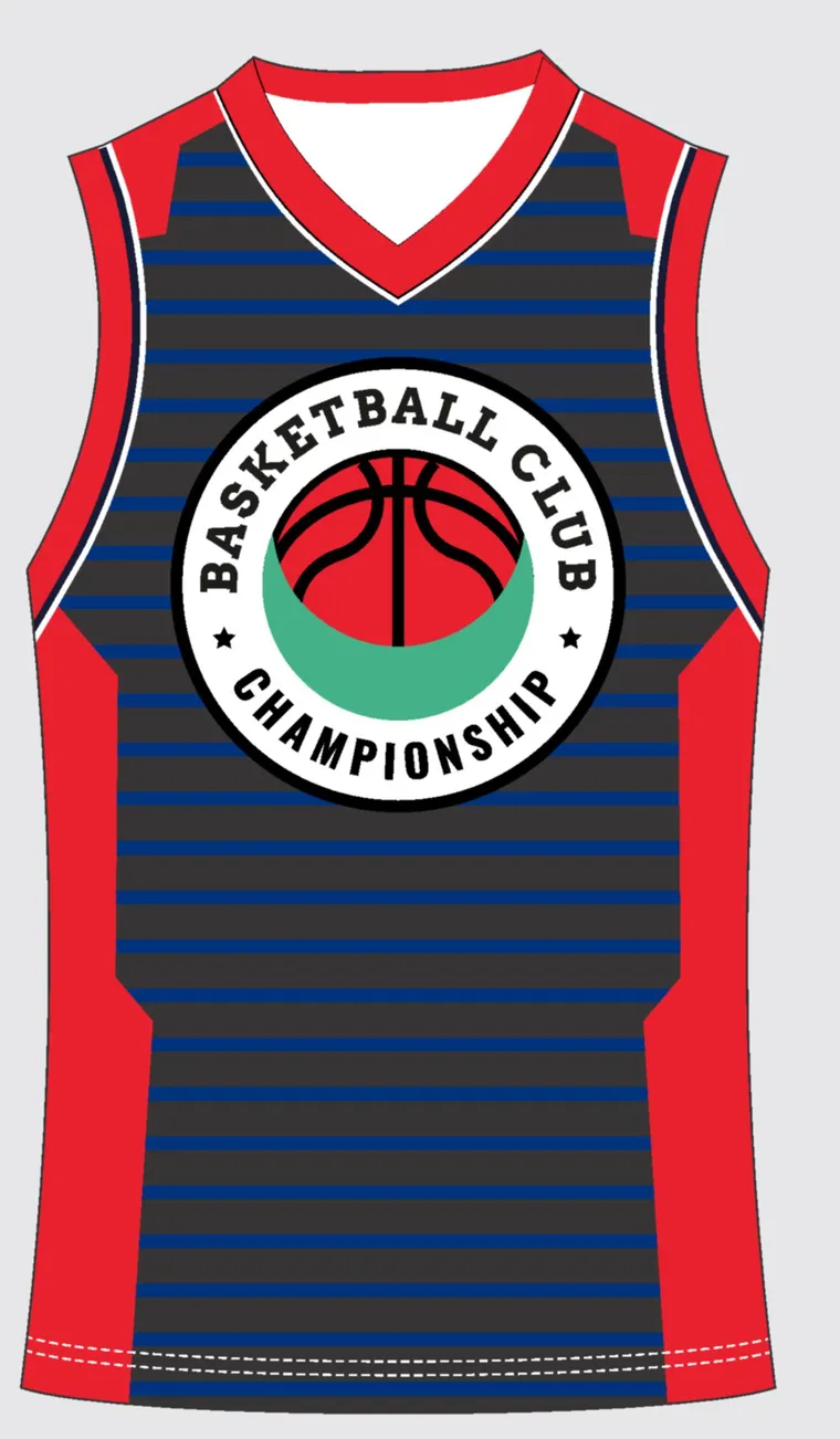 Basketball Uniform Graphite Scarlet — custom sublimated jersey design