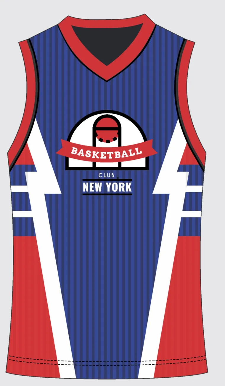 Basketball Uniform Indigo Scarlet — custom sublimated jersey design