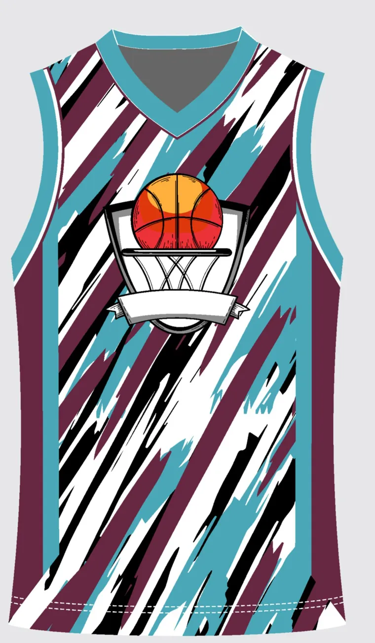 Basketball Uniform Maroon Teal — custom sublimated jersey design