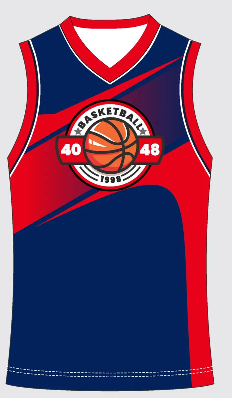 Basketball Uniform Navy Scarlet — custom sublimated jersey design