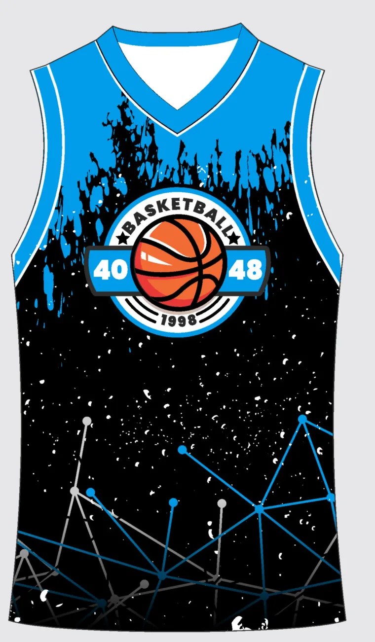 Basketball Uniform Onyx Azure Rally — custom sublimated jersey design