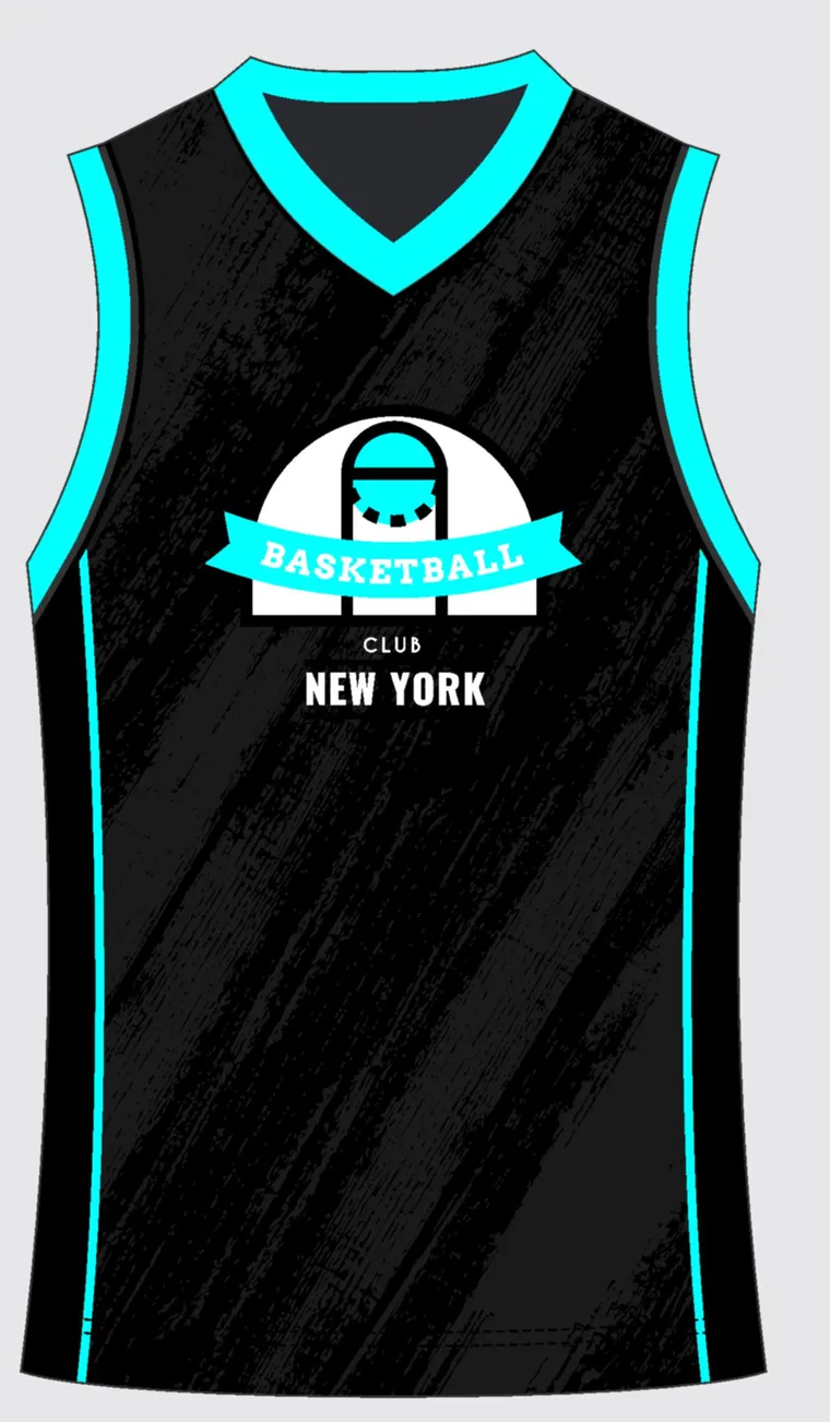 Basketball Uniform Onyx Cyan — custom sublimated jersey design