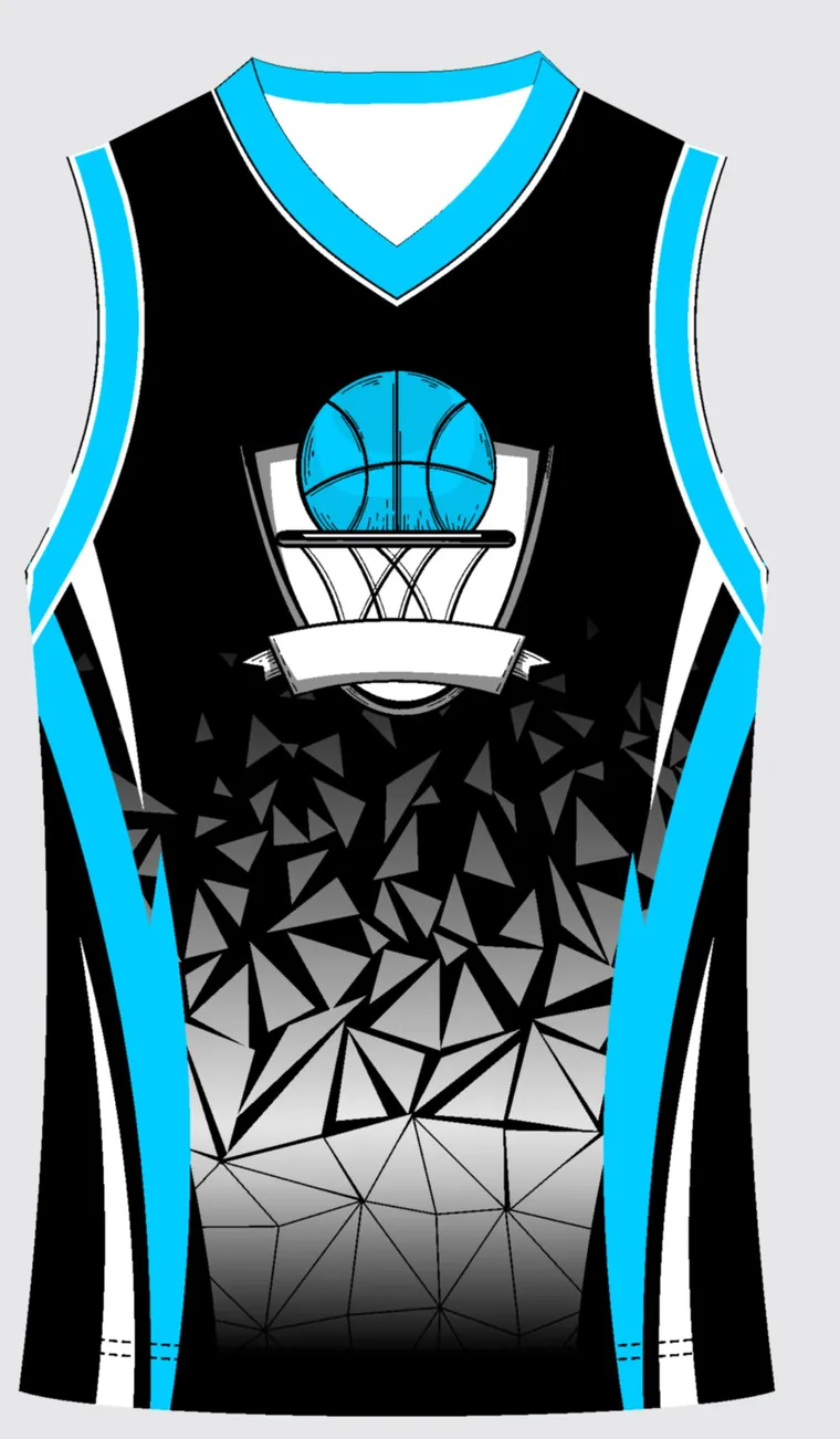 Basketball Uniform Onyx Cyan Strike — custom sublimated jersey design