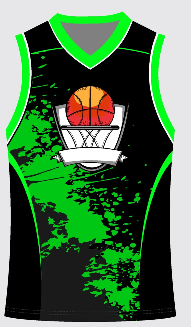 Basketball Uniform Onyx Emerald Drift — custom sublimated jersey design