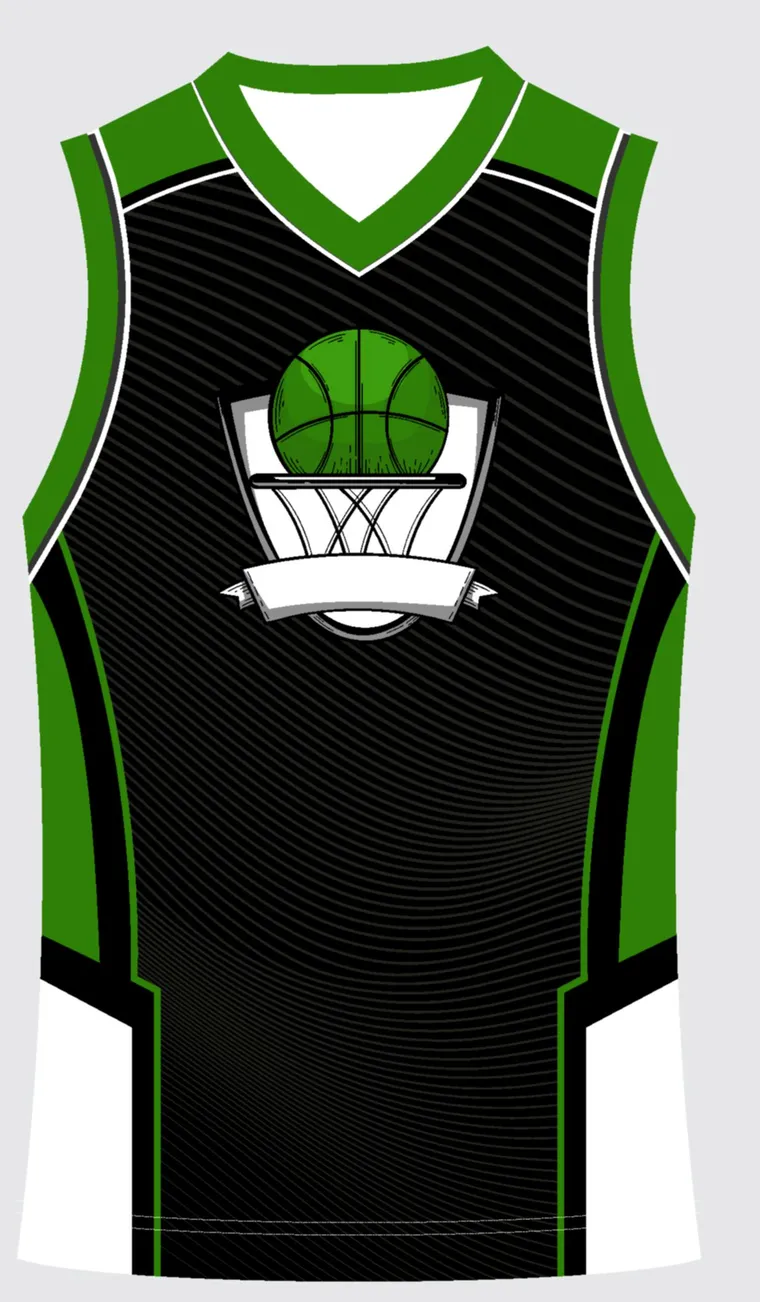 Basketball Uniform Onyx Forest Spark — custom sublimated jersey design