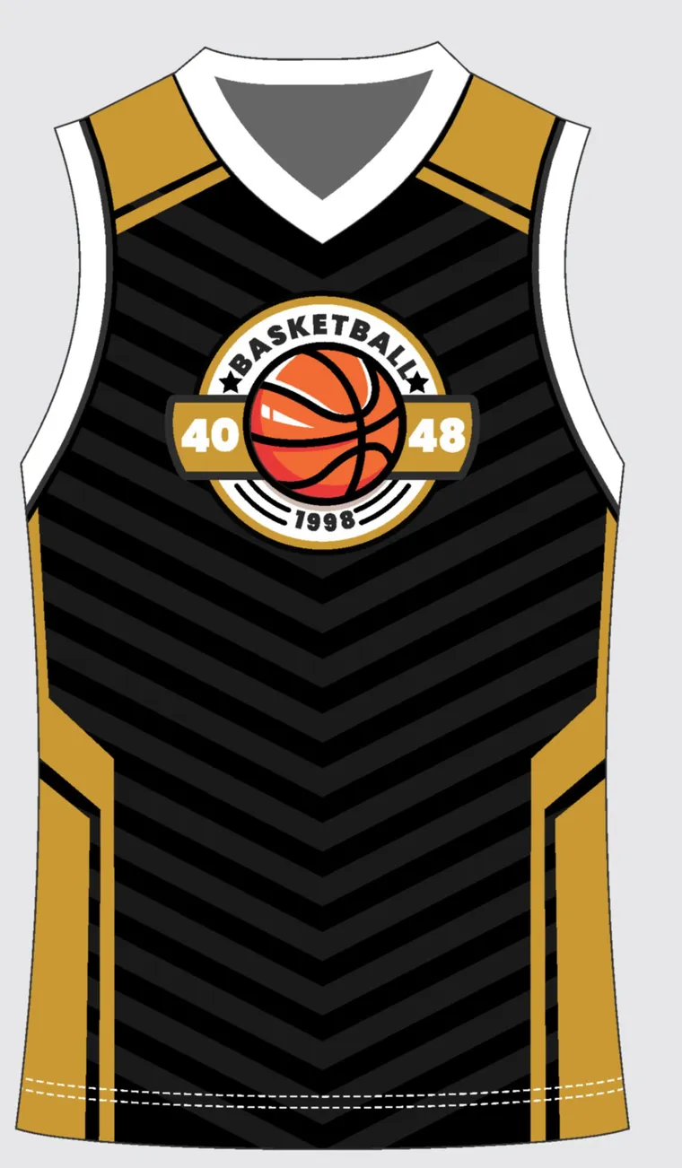 Basketball Uniform Onyx Gold Arrow — custom sublimated jersey design