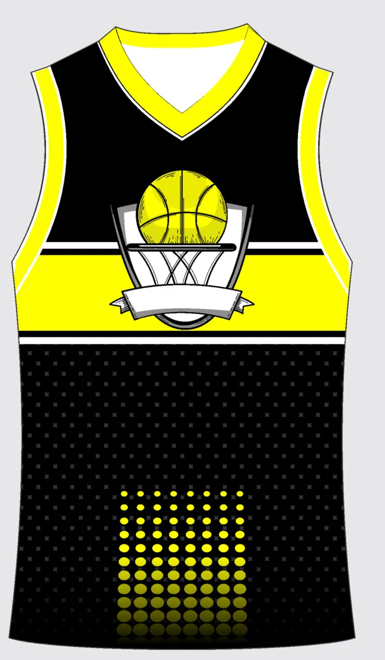 Basketball Uniform Onyx Gold Crest — custom sublimated jersey design