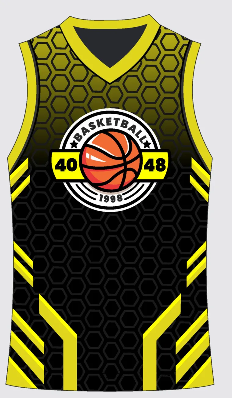 Basketball Uniform Onyx Gold Pulse — custom sublimated jersey design