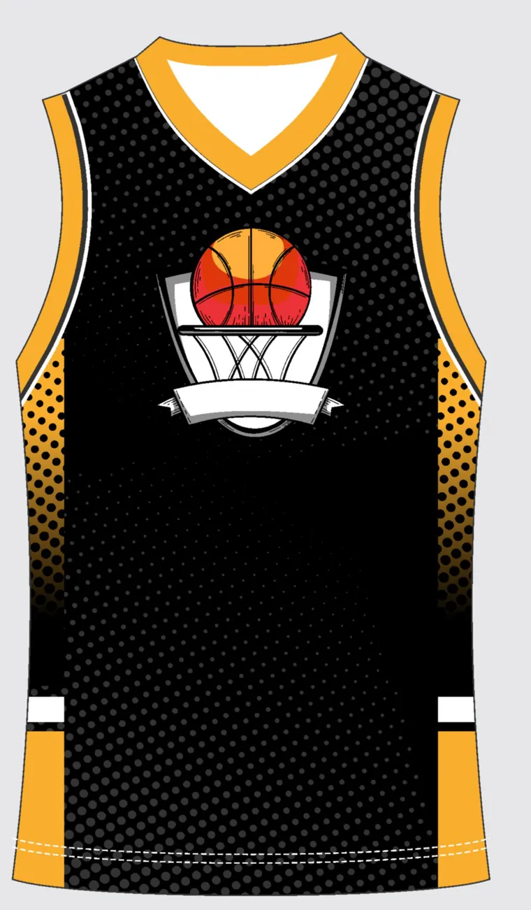 Basketball Uniform Onyx Gold Shift — custom sublimated jersey design