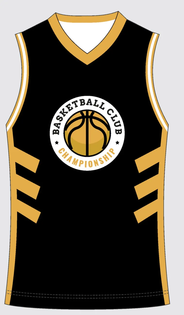 Basketball Uniform Onyx Gold Strike — custom sublimated jersey design