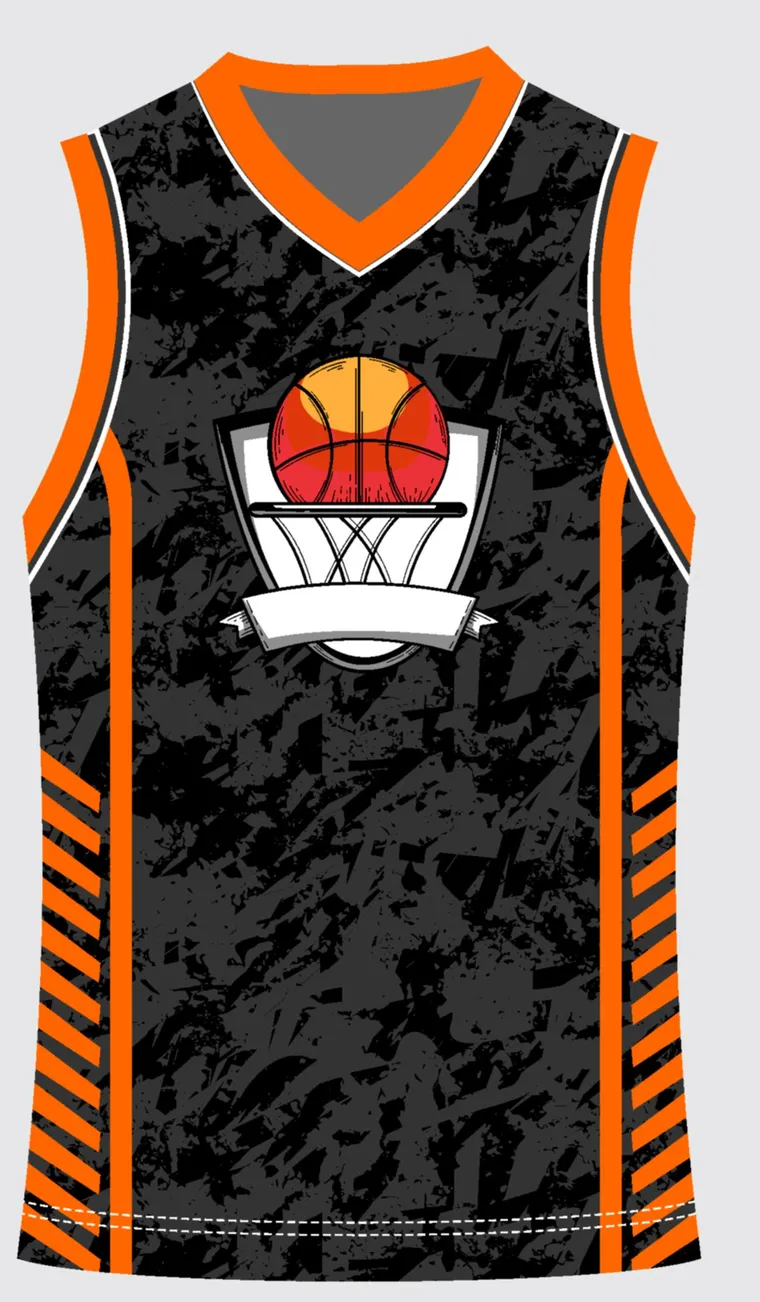 Basketball Uniform Onyx Graphite Vortex — custom sublimated jersey design
