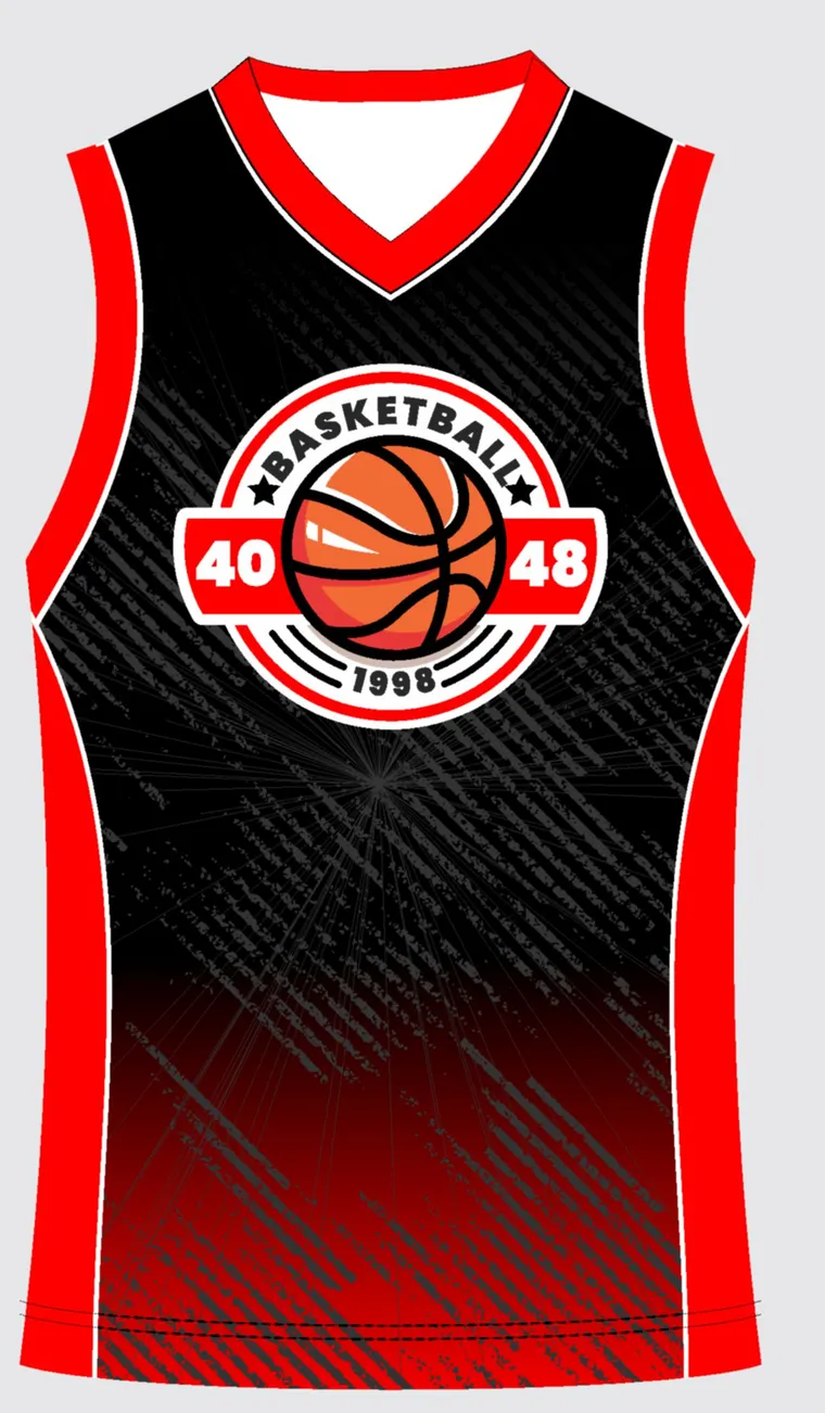 Basketball Uniform Onyx Scarlet — custom sublimated jersey design