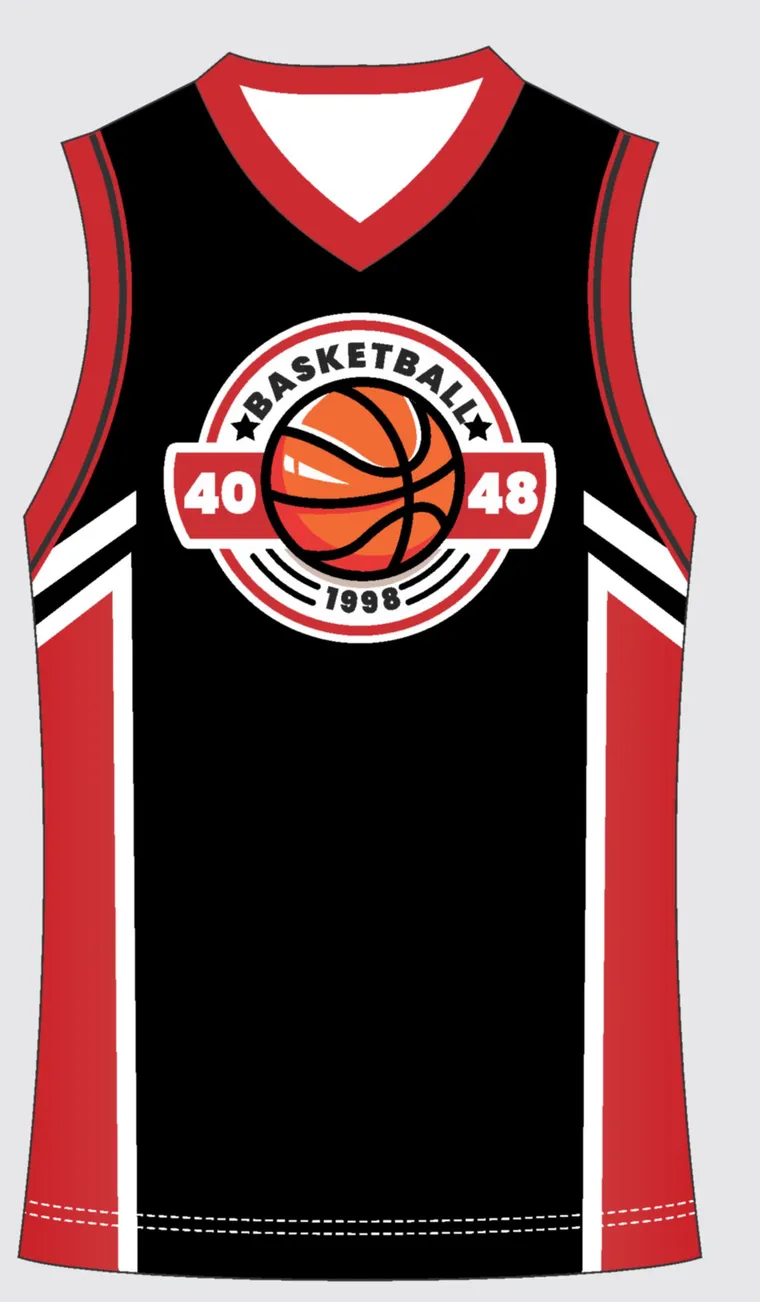Basketball Uniform Onyx Scarlet Arrow — custom sublimated jersey design
