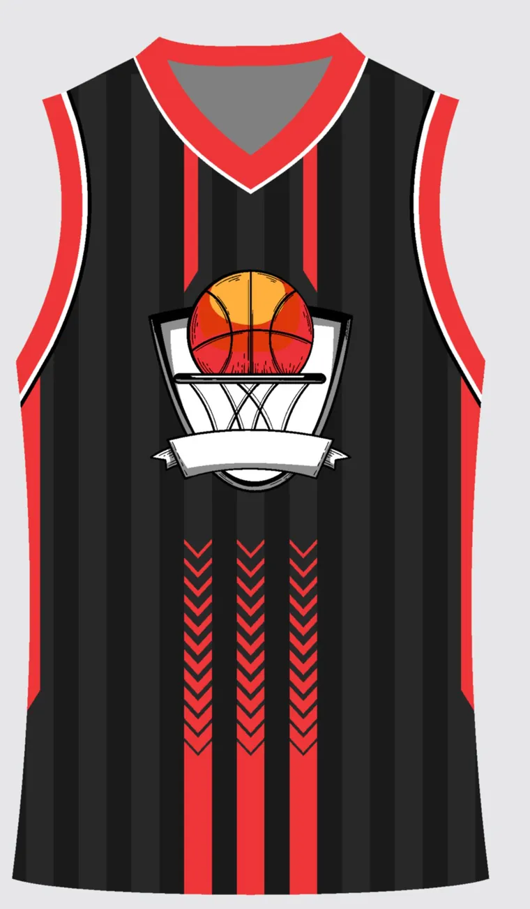 Basketball Uniform Onyx Scarlet Echo — custom sublimated jersey design