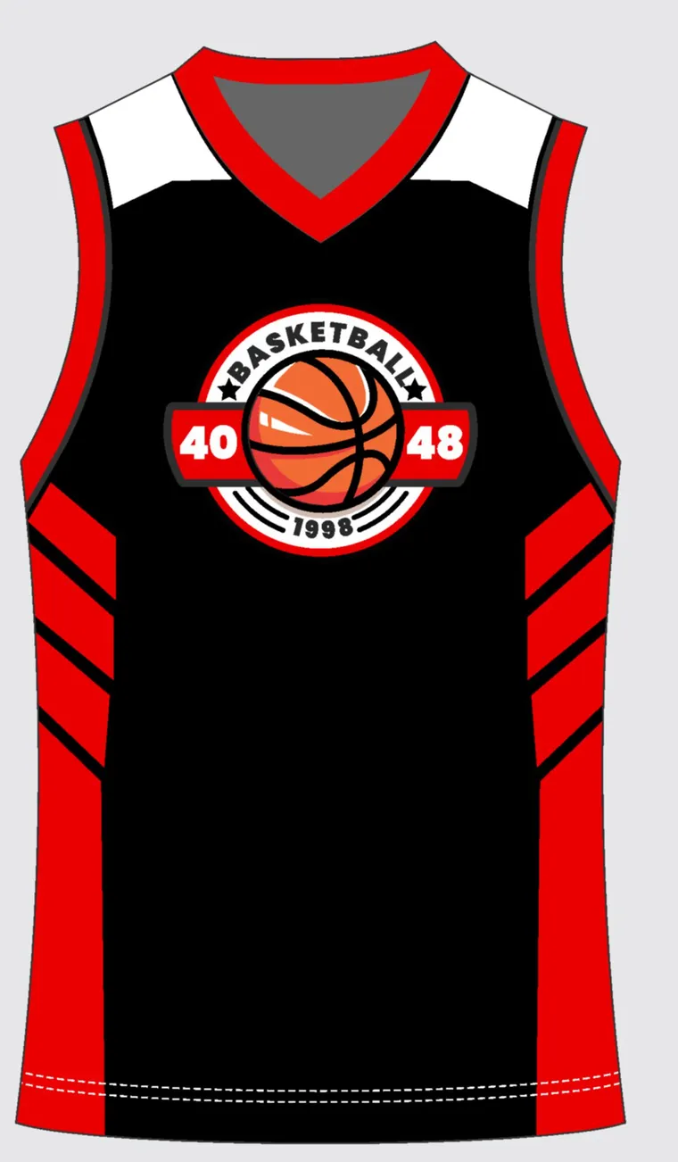 Basketball Uniform Onyx Scarlet Vortex — custom sublimated jersey design