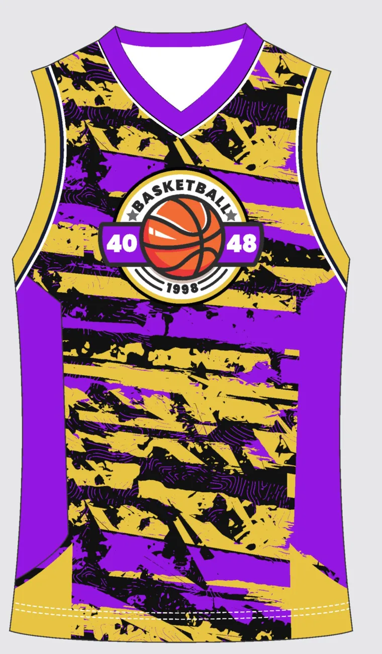 Basketball Uniform Violet Gold Rally — custom sublimated jersey design